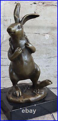 Cast Iron Bunny Rabbit Garden Statue Patio Yard Bronze Handcrafted Detailed Sale