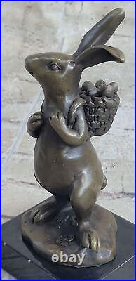 Cast Iron Bunny Rabbit Garden Statue Patio Yard Bronze Handcrafted Detailed Sale