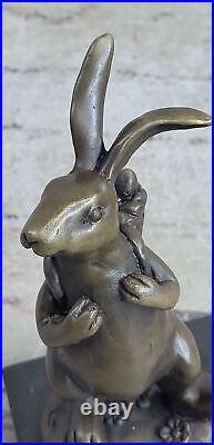 Cast Iron Bunny Rabbit Garden Statue Patio Yard Bronze Handcrafted Detailed Sale