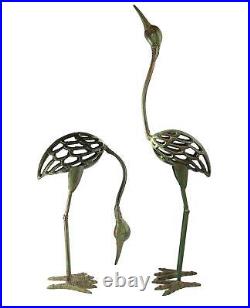 Cast Iron Metal Crane/heron Bird Garden Sculptures Statues For Indoor Or Outdoor