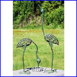 Cast Iron Metal Crane/heron Bird Garden Sculptures Statues For Indoor Or Outdoor