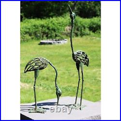 Cast Iron Metal Crane/heron Bird Garden Sculptures Statues For Indoor Or Outdoor