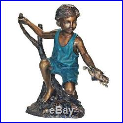 Catch and Release, Boy and Frog Finest Cast Bronze Garden Yard Statue Sculpture