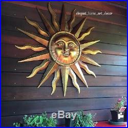 Celestial Sun Wall Plaque Huge Rustic Textural Solar Rays Yard Garden Home Panel