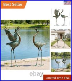 Charming Heron Yard Art Water-Resistant Metal Garden Statues Set of 2 Charming Heron Yard Art Water-Resistant Metal Garden Statues Set of 2