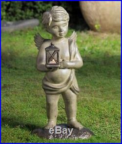 Cherub Angel Garden Statue Lantern Candle Holder Pool Pond Yard Sculpture 28H