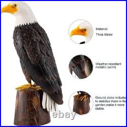 Chisheen Bald Eagle Outdoor Metal Yard Art Statue and Sculpture for Garden Lawn