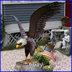 Chisheen Bald Eagle Statue Outdoor Garden Sculpture Metal Yard Art Lawn Decor
