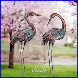 Chisheen Crane Garden Statues Outdoor Metal Heron Yard Art Bird Sculpture for La