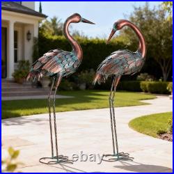 Chisheen Crane Garden Statues Outdoor Yard Decorations Metal Heron Yard Art B