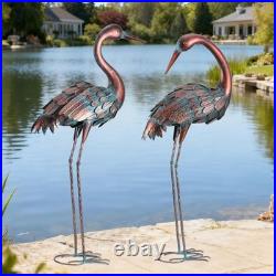 Chisheen Crane Garden Statues Outdoor Yard Decorations Metal Heron Yard Art B