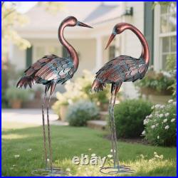 Chisheen Crane Garden Statues Outdoor Yard Decorations Metal Heron Yard Art B
