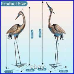 Chisheen Garden Crane Statues Blue Heron Metal Yard Art Outdoor Decoration, La