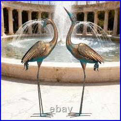 Chisheen Garden Crane Statues Blue Heron Metal Yard Art Outdoor Decoration, La