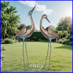 Chisheen Garden Crane Statues Blue Heron Metal Yard Art Outdoor Decoration, La