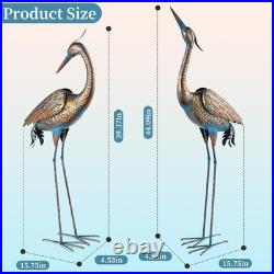 Chisheen Garden Crane Statues Blue Heron Metal Yard Art Outdoor Decoration, Large