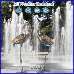 Chisheen Garden Crane Statues Blue Heron Metal Yard Art Outdoor Decoration, Large
