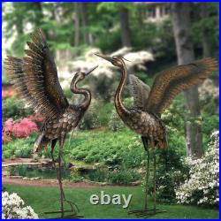 Chisheen Garden Statue Outdoor Metal Heron Crane Yard Art Sculpture For Lawn Pat