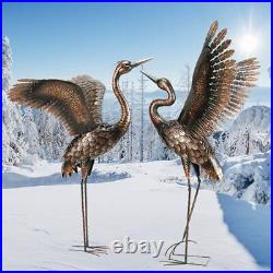 Chisheen Garden Statue Outdoor Metal Heron Crane Yard Art Sculpture for Lawn