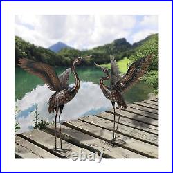 Chisheen Garden Statue Outdoor Metal Heron Crane Yard Art Sculpture for Lawn