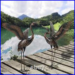 Chisheen Garden Statue Outdoor Metal Heron Crane Yard Art Sculpture for Lawn