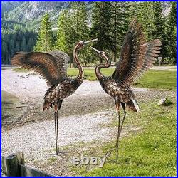 Chisheen Garden Statue Outdoor Metal Heron Crane Yard Art Sculpture for Lawn