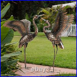 Chisheen Garden Statue Outdoor Metal Heron Crane Yard Art Sculpture for Lawn, 46