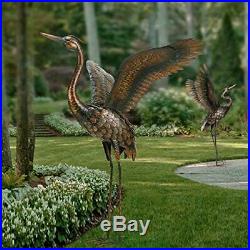 Chisheen Garden Statue Outdoor Metal Heron Crane Yard Art Sculpture for Lawn Pat