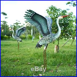 Chisheen Heron Statues and Sculptures Outdoor Decor Metal Crane Yard Ornaments