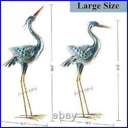 Chisheen Large Garden Crane Statues Outdoor Sculptures, Metal Yard Art Heron