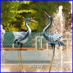 Chisheen Large Garden Crane Statues Outdoor Sculptures, Metal Yard Art Heron