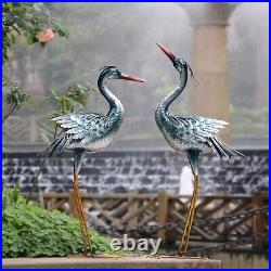 Chisheen Large Garden Crane Statues Outdoor Sculptures, Metal Yard Art Heron