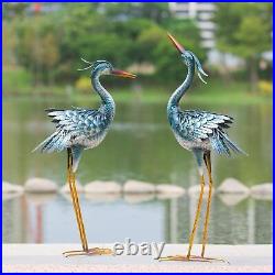 Chisheen Large Garden Crane Statues Outdoor Sculptures, Metal Yard Art Heron