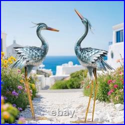 Chisheen Large Garden Crane Statues Outdoor Sculptures, Metal Yard Art Heron
