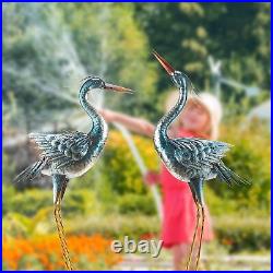 Chisheen Large Garden Crane Statues Outdoor Sculptures, Metal Yard Art Heron