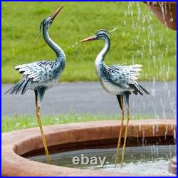 Chisheen Large Garden Crane Statues Outdoor Sculptures, Metal Yard Art Heron