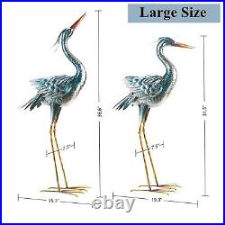 Chisheen Large Garden Crane Statues Outdoor Sculptures, Metal Yard Art Heron