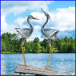 Chisheen Large Garden Crane Statues Outdoor Sculptures, Metal Yard Art Heron