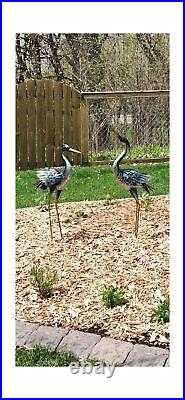 Chisheen Large Garden Crane Statues Outdoor Sculptures, Metal Yard Art Heron