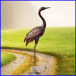 Chisheen Outdoor Garden Crane Statues and Sculptures Metal Yard Art Statue for