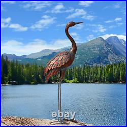 Chisheen Outdoor Garden Crane Statues and Sculptures Metal Yard Art Statue for