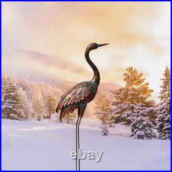 Chisheen Outdoor Garden Crane Statues and Sculptures Metal Yard Art Statue for