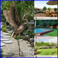 Chisheen Outdoor Metal Crane Heron Yard Art Statue And Sculptures For Garden