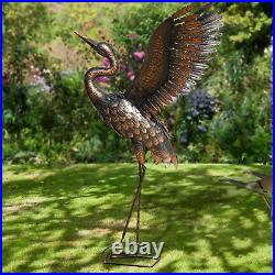 Chisheen Outdoor Metal Crane Heron Yard Art Statue and Sculptures for Garden Law