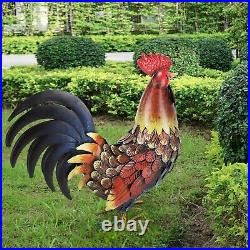 Chisheen Rooster Decor Garden Statue Metal Chicken Yard Art Sculpture Outdoor