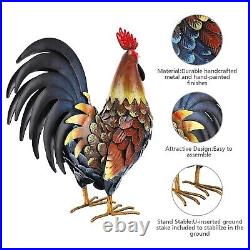 Chisheen Rooster Decor Garden Statue Metal Chicken Yard Art Sculpture Outdoor