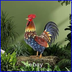 Chisheen Rooster Decor Garden Statue Metal Chicken Yard Art Sculpture Outdoor