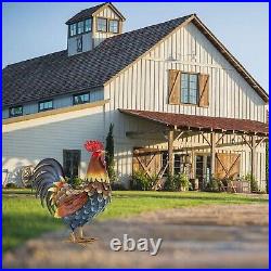 Chisheen Rooster Decor Garden Statue Metal Chicken Yard Art Sculpture Outdoor