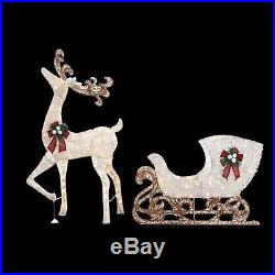 Christmas 60 LED Lighted Standing Deer 44 in LED Lighted Acrylic Sleigh Yard