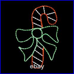 Christmas Candy Cane with Bow LED Decoration Yard Art Outdoor Rope Light Display